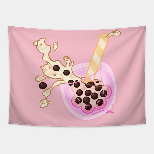 Kitty Milk Tea Tapestry by Sqwdink