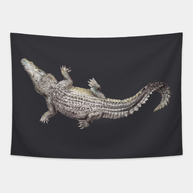 Watercolor Crocodile Tapestry by wanderinglaur