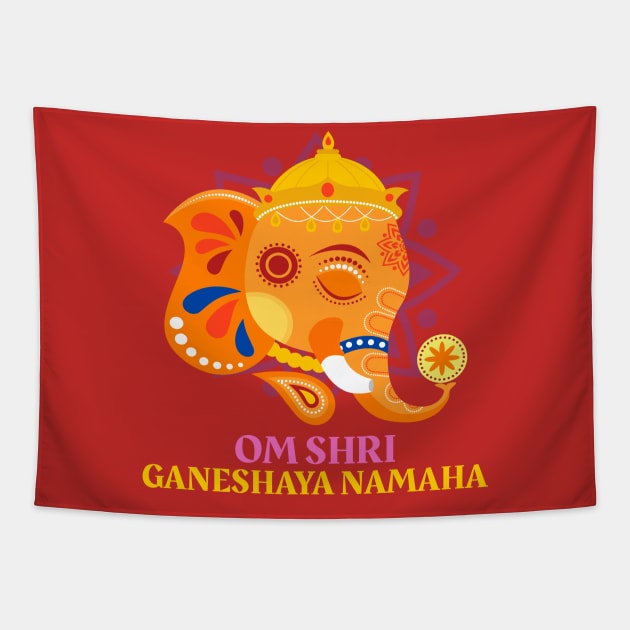 Om shri ganeshaya namaha ganesha elephant Hinduism Tapestry by Witchy Ways