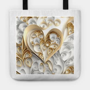 Beautiful pattern of golden and silver valentine hearts Tote