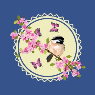 Spring Flowers And Bird Art T-Shirt