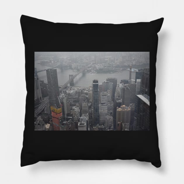 Brooklyn Bridge from One World Trade Center Pillow by Ckauzmann