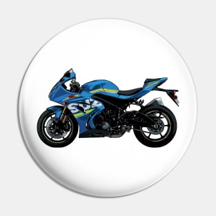 Blue GSX R1000 Side View Illustration Pin