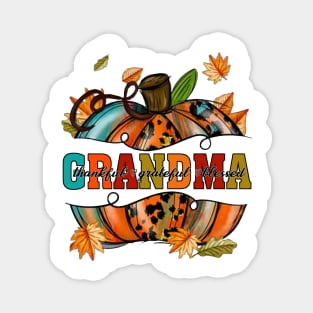 Thankful Grandma Pumpkin Leopard Magnet