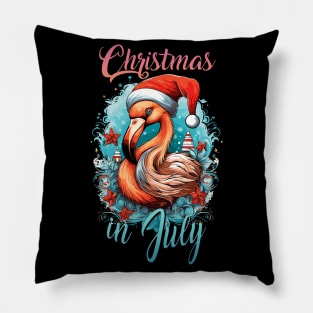 Flamingo Wonderland | 'Christmas in July' Celebration T-Shirt Pillow