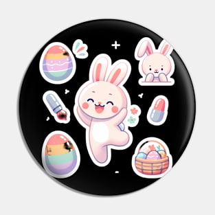 Happy Hoppy Easter: Bunny and Egg Sticker Collection Pin