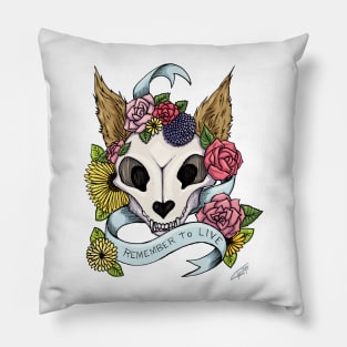 Cat Skull - Remember to Live Pillow