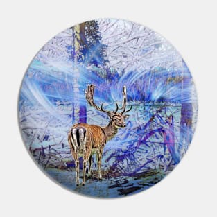 Deer in an enchanted winter landscape - magical forest Pin