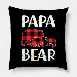 Papa Bear Red Plaid Christmas Pajama Matching Family Gift Pillow