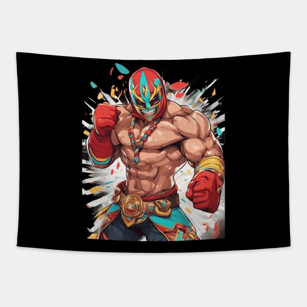 Mexican Wrestler Tapestry by animegirlnft