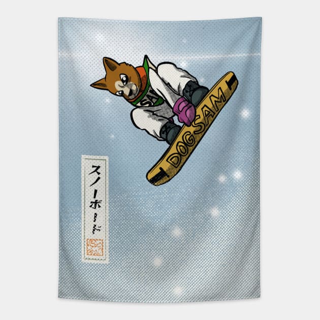 Snowboarder Sam Tapestry by BATKEI