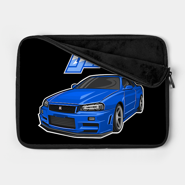 Blue Gtr34 Car Gtr R34 Laptop Case Teepublic