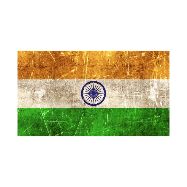 Vintage Aged and Scratched Indian Flag by jeffbartels