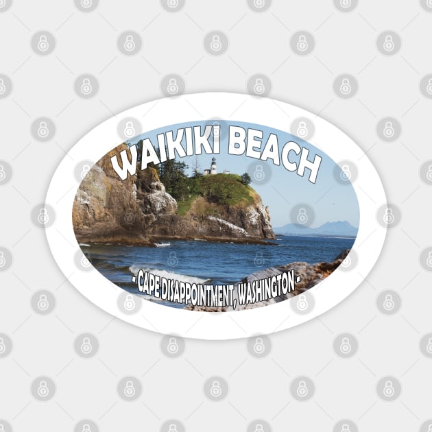 Waikiki Beach Washington Cape Disappointment Magnet by stermitkermit