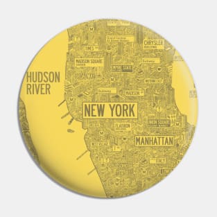 New York city yellow map Pin