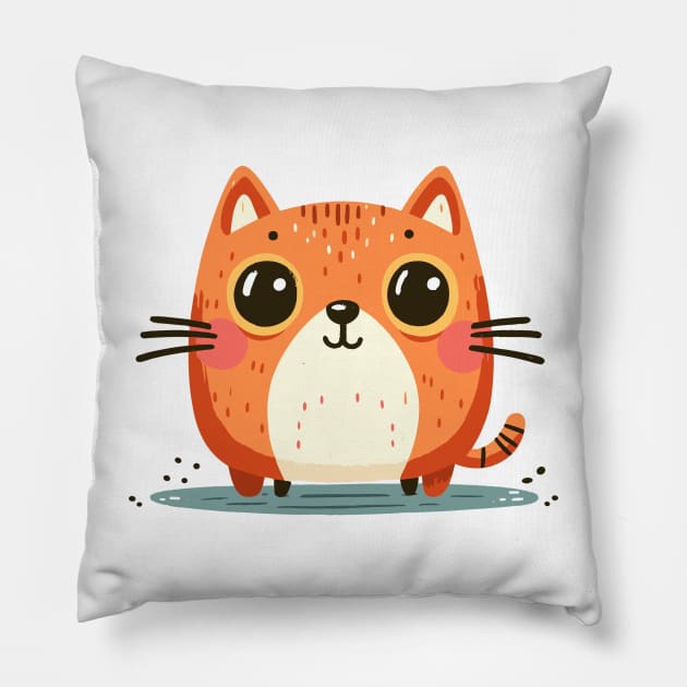 Happy orange cat Pillow by Evgmerk