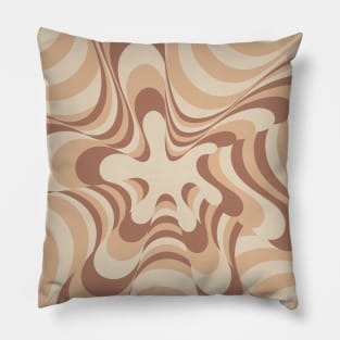 Abstract Groovy Retro Liquid Swirl in Brown Pillow