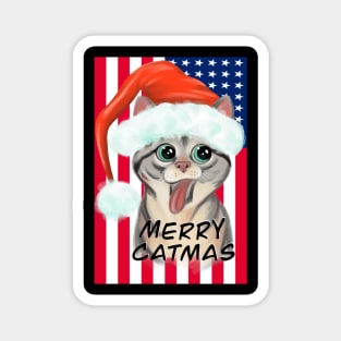 American Flag Mery Catmas Magnet