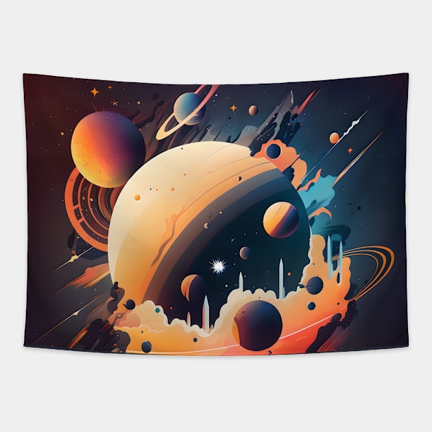 Cosmic Space Splatter Supergiant Planet Cloud Tapestry by entwithanaxe