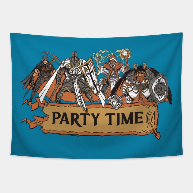 Tabletop RPG - Party Time! Tapestry by M n' Emz Studio