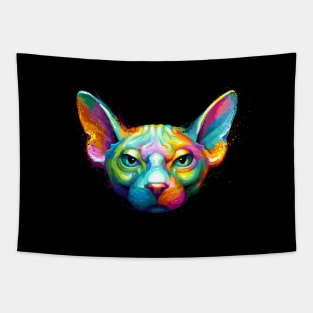 Sphynx Cat Colorful Portrait Tapestry