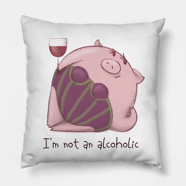 pig with wine Pillow by EGer94