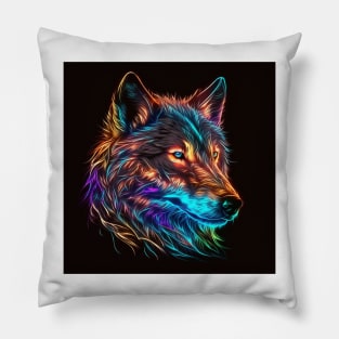 Wolf Neon Art 1 Pillow