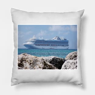 Emerald Princess anchored out Pillow