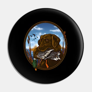 Labrador Retriever With Mallard Duck Hunting Pin