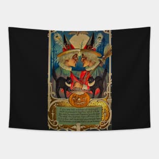 Vintage Halloween Witches Tapestry