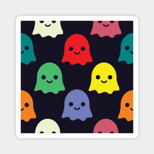 Colorful Boo Ghost Halloween Pattern Magnet