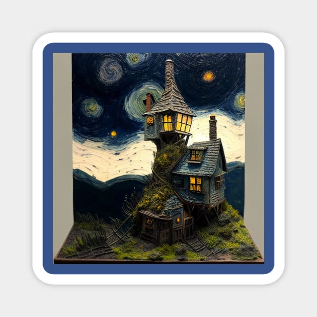 Starry Night Over The Burrow Magnet by Grassroots Green