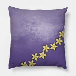 Gold flowers on ultraviolet texture Pillow