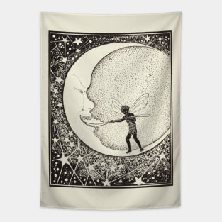 Fairy feeding the crescent moon, so it can grow full Tapestry