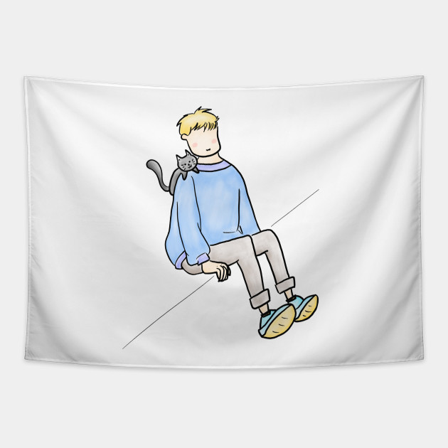 Lonely Man And His Black Cat Cat Lovers Clothing Tapestry