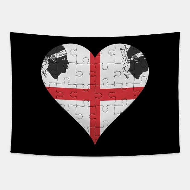 Sardinian Jigsaw Puzzle Heart Design - Gift for Sardinian With Sardinia Roots Tapestry by Country Flags