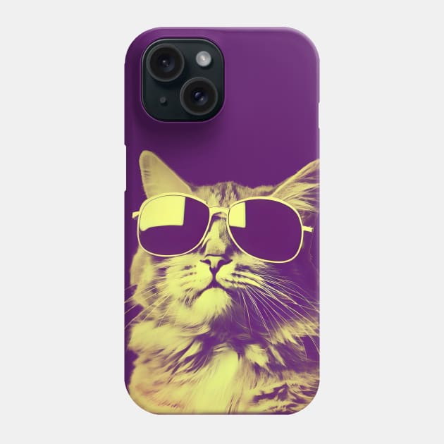 Vintage cat wearing sunglasses Phone Case by Ravenglow