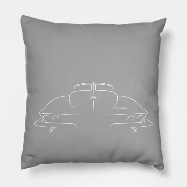 1963 Chevy Corvette Stingray - rear stencil, white Pillow by mal_photography