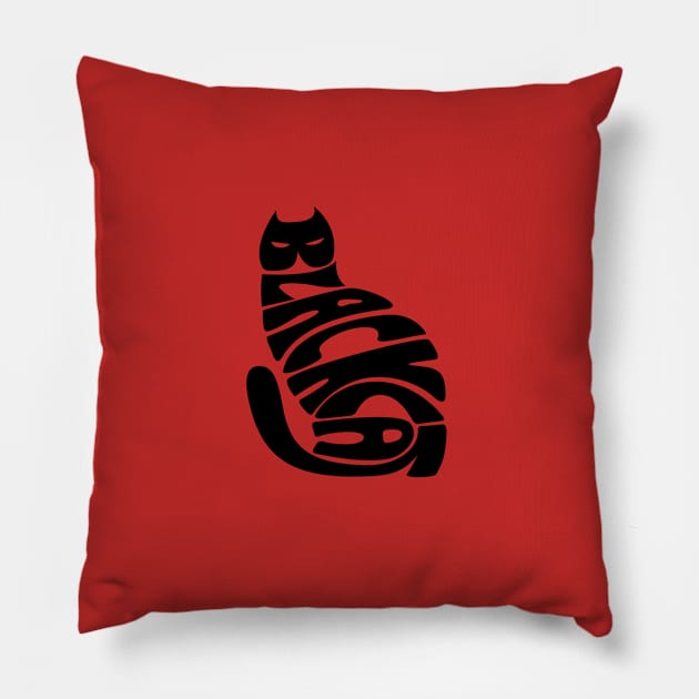 Black cat Pillow by zilone