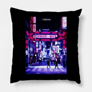 Tokyo Street Neon Synthwave Pillow