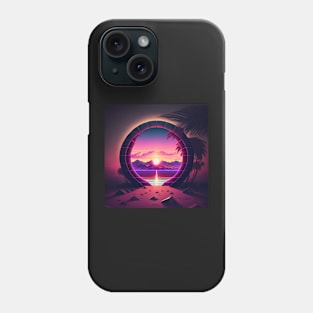 Portal on a synthwave beach Phone Case