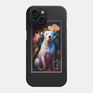 Dogo Argentino Dog Vibrant Tropical Flower Tall Digital Oil Painting Portrait Phone Case