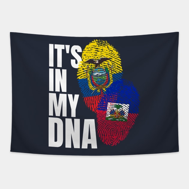 Ecuadorian And Haitian Mix DNA Flag Heritage Gift Tapestry by Just Rep It!!