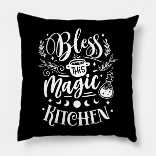 Bless This Magic Kitchen Quote Pillow