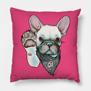 High Five French Bulldog White Pillow