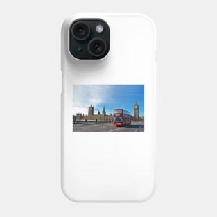 Red Bus Westminster Bridge Houses of Parliament Phone Case