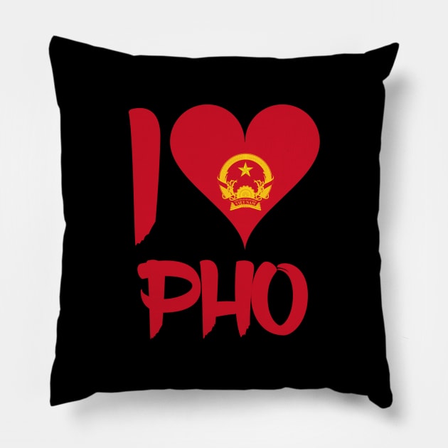 I Love Pho Pillow by MessageOnApparel