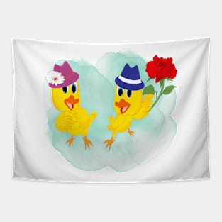 Ducklings in Love Tapestry