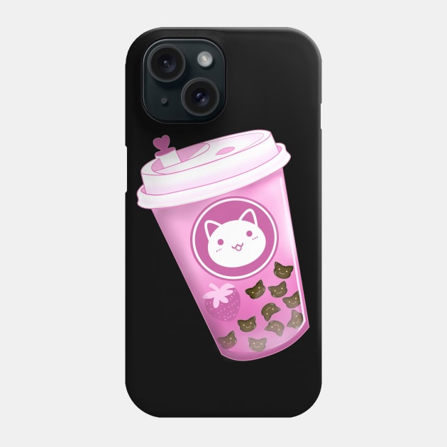 Neko Boba Strawberry Phone Case by PointNWink Productions