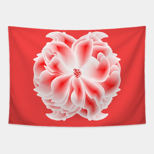 Abstract red and white flower Tapestry by Choulous79